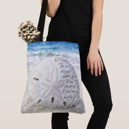 Zanddollar met inspirerende quote tote bag (Dichtbij)