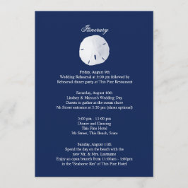 Zanddollar Navy Blauwe Trouw Itinerary Programmakaart