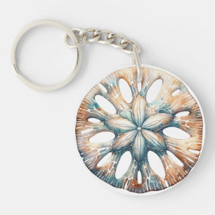 Zanddollar Oceaan Splash Zee Aquarel Bruiloft Sleutelhanger