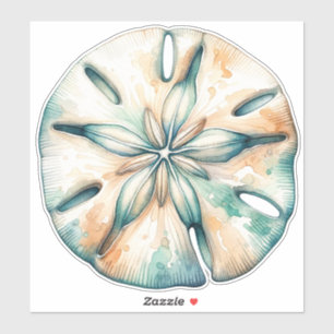 Zanddollar Oceaan Splash Zee Aquarel Bruiloft Sticker