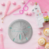 Zanddollar oceaan strand zomer turquoise wit papieren bordje (Feest)