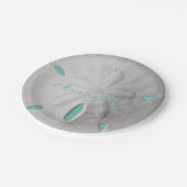 Zanddollar oceaan strand zomer turquoise wit papieren bordje (Gekanteld)