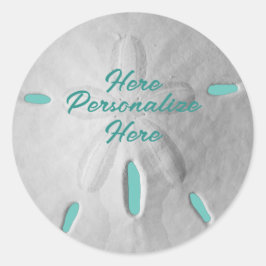 Zanddollar oceaan strand zomer turquoise wit ronde sticker