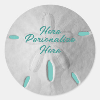 Zanddollar oceaan strand zomer turquoise wit ronde sticker