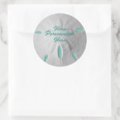 Zanddollar oceaan strand zomer turquoise wit ronde sticker (Tas)