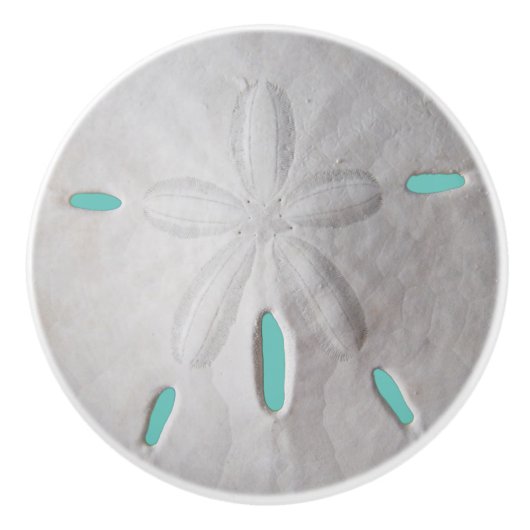 Zanddollar oceaan strand zomer turquoise witte co keramische knop (Voorkant)