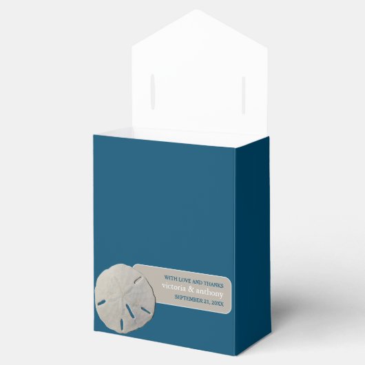 Zanddollar, Ocean Blue Beach Bruiloft Bedankdoosjes (Geopend)