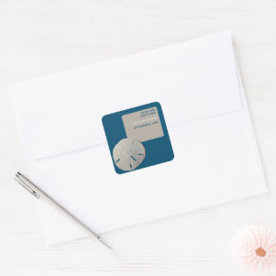 Zanddollar, Ocean Blue Beach Bruiloft Bedankt Vierkante Sticker