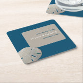 Zanddollar, Ocean Blue Beach Bruiloft Kartonnen Onderzetters (Schuin)