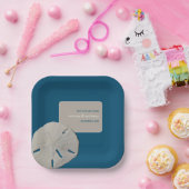 Zanddollar, Ocean Blue Beach Bruiloft Papieren Bordje (Feest)