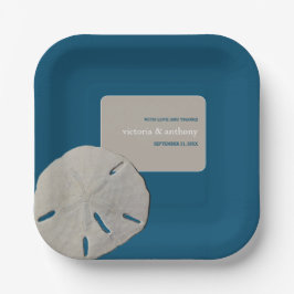 Zanddollar, Ocean Blue Beach Bruiloft Papieren Bordje