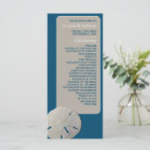 Zanddollar, Ocean Blue Beach Bruiloft Programmakaart (Staand voorkant)