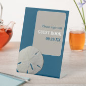 Zanddollar, Ocean Blue Beach Bruiloft Reclamebord Met Voetstuk (Insitu)