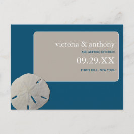 Zanddollar Ocean Blue Beach Bruiloft Save the Date Aankondigingskaart