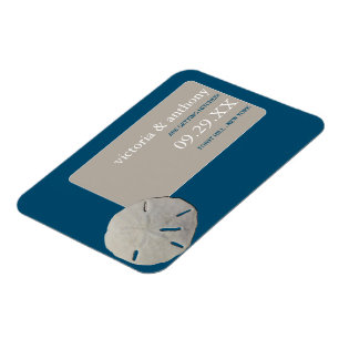 Zanddollar Ocean Blue Beach Bruiloft Save the Date Magneet