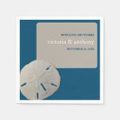 Zanddollar, Ocean Blue Beach Bruiloft Servet (Voorkant)