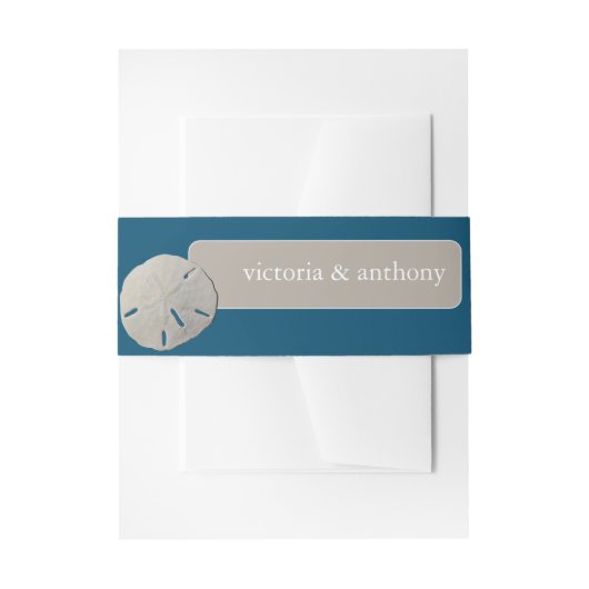 Zanddollar, Ocean Blue Beach Bruiloft Uitnodigingen Wikkel (Voorkant Voorbeeld)