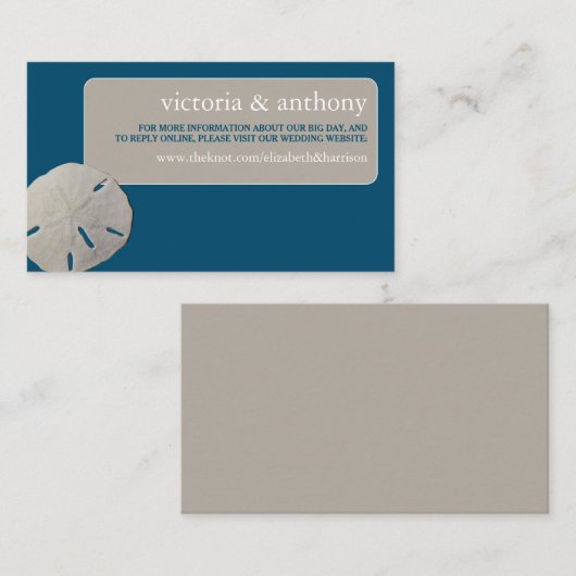 Zanddollar, Ocean Blue Beach Bruiloft Website Informatiekaartje (Voorkant / Achterkant)