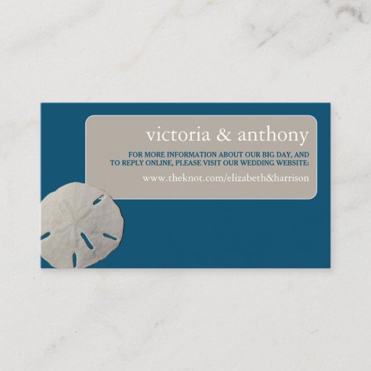 Zanddollar, Ocean Blue Beach Bruiloft Website Informatiekaartje (Voorkant)