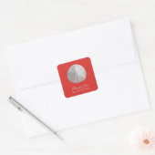 Zanddollar op rood Dank u Vierkante Sticker (Envelop)