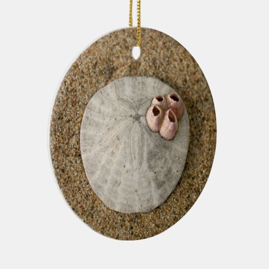 Zanddollar op strand keramisch ornament (Rechts)