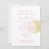 Zanddollar roze en gele bruiloft kaart (Voorkant)