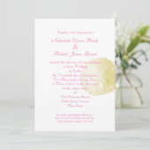 Zanddollar roze en gele bruiloft kaart (Staand voorkant)