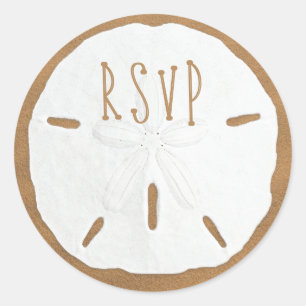 Zanddollar RSVP Envelope Seal Ronde Sticker