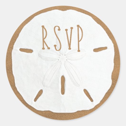 Zanddollar RSVP Envelope Seal Ronde Sticker (Voorkant)
