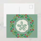 Zanddollar Schelp Kerstkrans Feestdagenkaart (Voorkant / Achterkant)