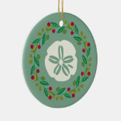 Zanddollar Schelp Kerstkrans Keramisch Ornament (Rechts)