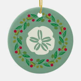 Zanddollar Schelp Kerstkrans Keramisch Ornament