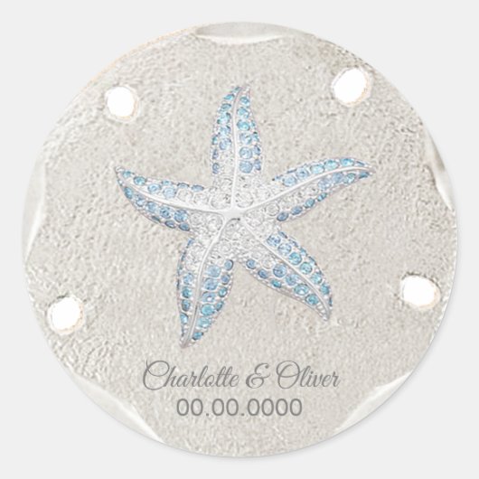 Zanddollar Starfish Gem Ronde Sticker (Voorkant)