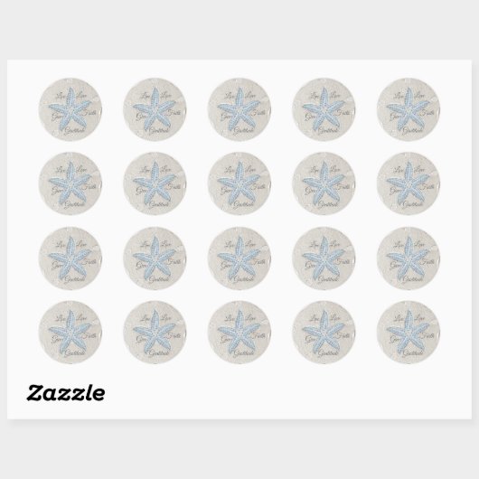 Zanddollar Starfish Gem Ronde Sticker (Vel)