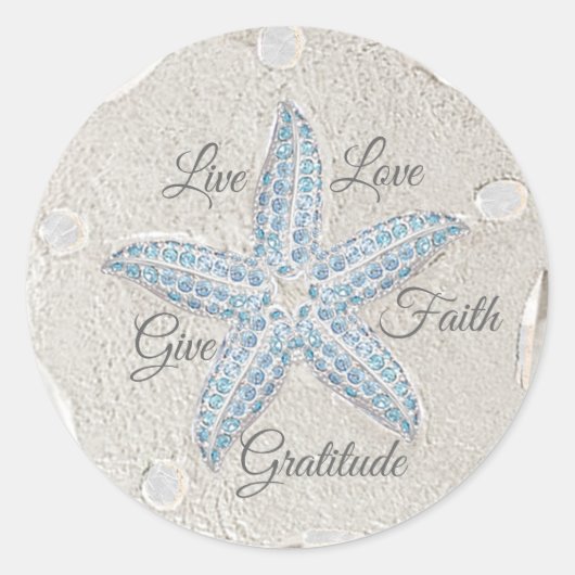 Zanddollar Starfish Gem Ronde Sticker (Voorkant)