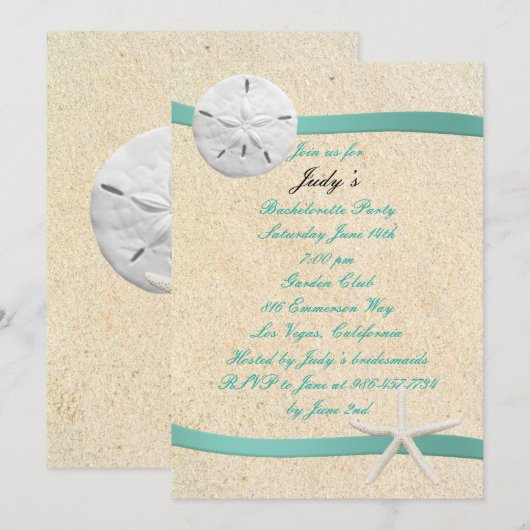 ZandDollar Strand Bruiloft Bachelorette Party Uitn Kaart (Voorkant / Achterkant)