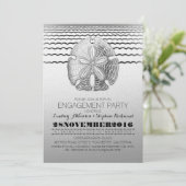 Zanddollar uitnodiging voor Beach Engagement Party (Staand voorkant)