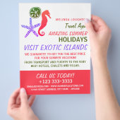 Zanddollar, zeeduivel, zeepaardje, reisagent flyer (Hand)