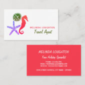 Zanddollar, zeeduivel, zeepaardje, reizen en toeri visitekaartje (Voorkant / Achterkant)