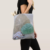 Zanddollar, zeeschol en zee glas - tas (Dichtbij)