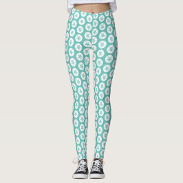 Zanddollar Zomer Strand Blauw en Wit Print Leggings
