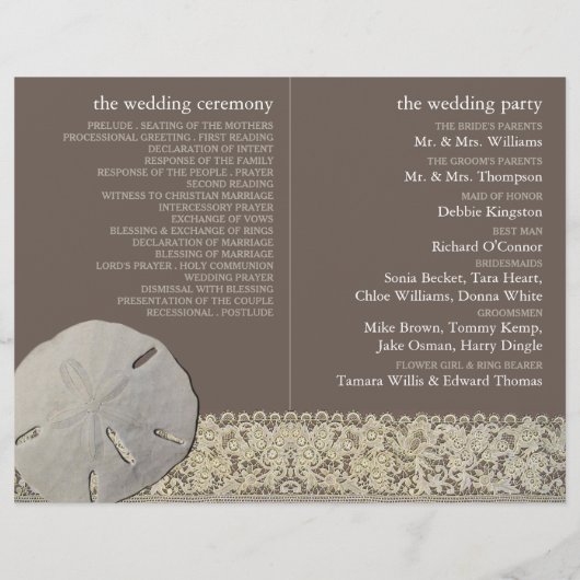 Zanddollarkant,  Beach Wedding Program (Achterkant)