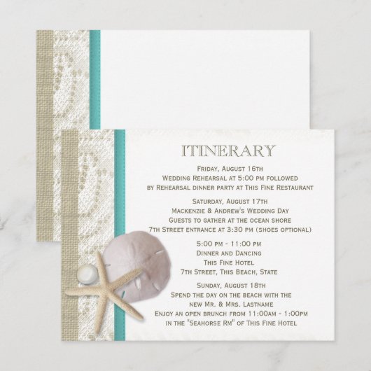 Zanddollarkant en -parel kaart (Voorkant / Achterkant)