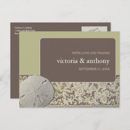 Zanddollarkant,  Strand Bruiloft Dank u Briefkaart