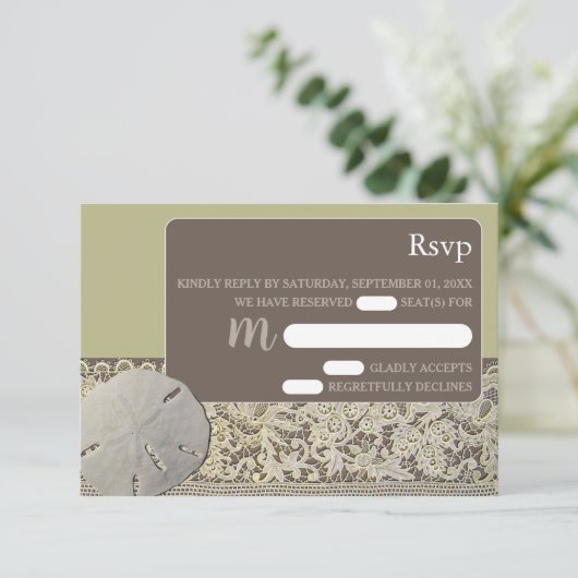 Zanddollarkant, Strand Bruiloft RSVP (Staand voorkant)