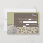 Zanddollarkant,  Strand Bruiloft RSVP Kaartje (Voorkant)