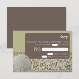 Zanddollarkant,  Strand Bruiloft RSVP Kaartje