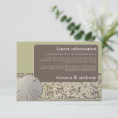 Zanddollarkant,  Strand Huwelijksdetail Informatiekaartje (Staand voorkant)