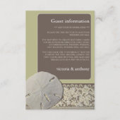 Zanddollarkant,  Strand Huwelijksdetail Informatiekaartje (Voorkant)