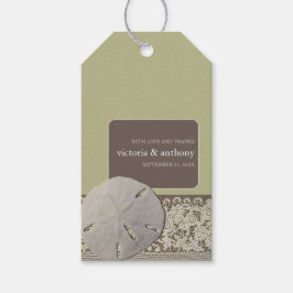 Zanddollarkant,  Strand Huwelijksgunst Cadeaulabel